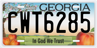 GA license plate CWT6285