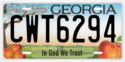 GA license plate CWT6294