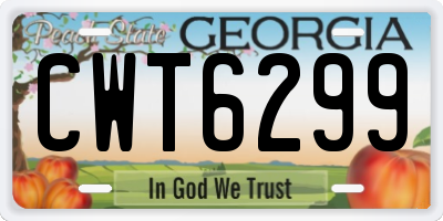 GA license plate CWT6299