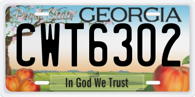 GA license plate CWT6302