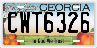 GA license plate CWT6326