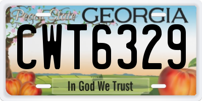 GA license plate CWT6329