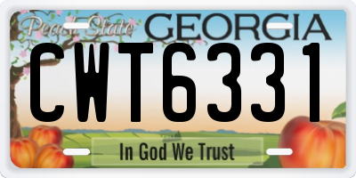 GA license plate CWT6331