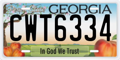 GA license plate CWT6334