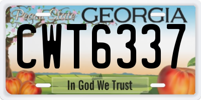 GA license plate CWT6337
