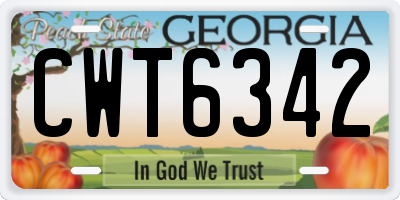 GA license plate CWT6342