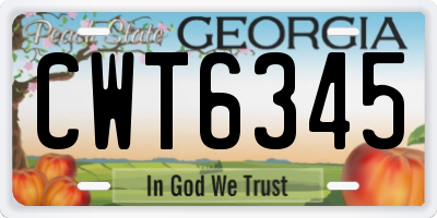 GA license plate CWT6345
