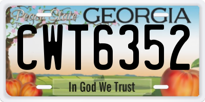 GA license plate CWT6352
