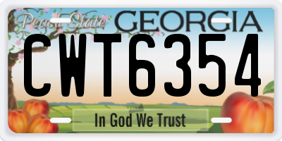 GA license plate CWT6354