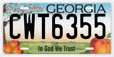 GA license plate CWT6355
