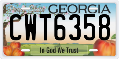 GA license plate CWT6358
