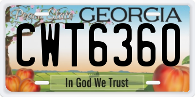 GA license plate CWT6360