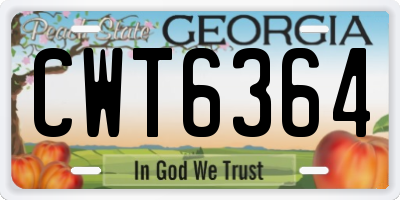 GA license plate CWT6364