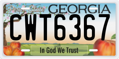 GA license plate CWT6367