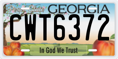 GA license plate CWT6372