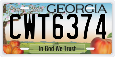 GA license plate CWT6374