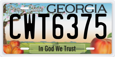 GA license plate CWT6375