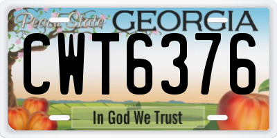 GA license plate CWT6376