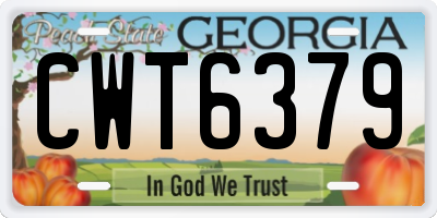 GA license plate CWT6379