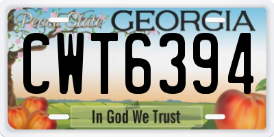 GA license plate CWT6394