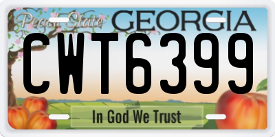 GA license plate CWT6399