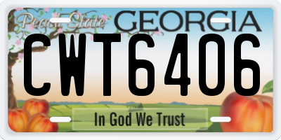 GA license plate CWT6406