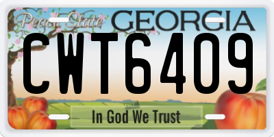 GA license plate CWT6409