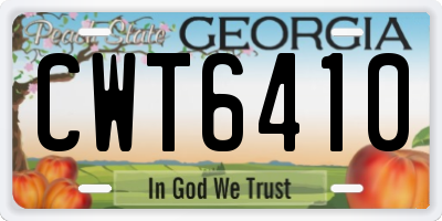 GA license plate CWT6410
