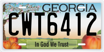 GA license plate CWT6412