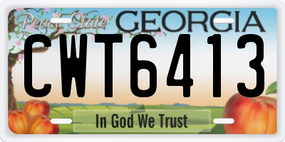 GA license plate CWT6413