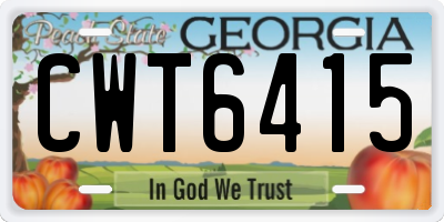 GA license plate CWT6415