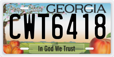GA license plate CWT6418