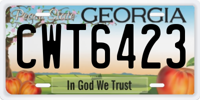 GA license plate CWT6423