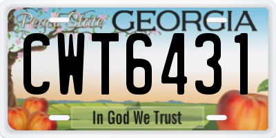 GA license plate CWT6431
