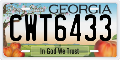 GA license plate CWT6433