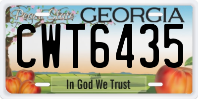 GA license plate CWT6435