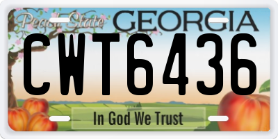 GA license plate CWT6436