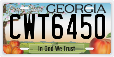 GA license plate CWT6450