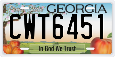 GA license plate CWT6451