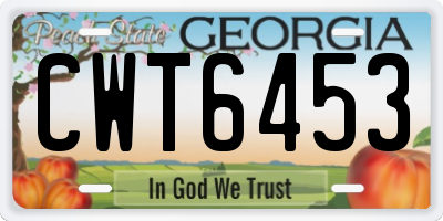 GA license plate CWT6453