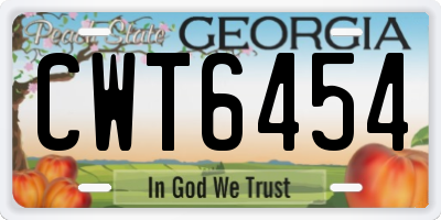 GA license plate CWT6454