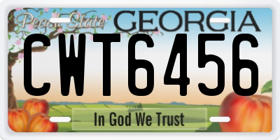 GA license plate CWT6456
