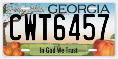 GA license plate CWT6457
