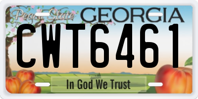 GA license plate CWT6461
