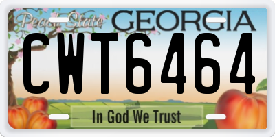 GA license plate CWT6464