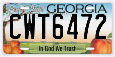GA license plate CWT6472