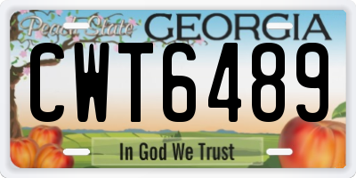 GA license plate CWT6489