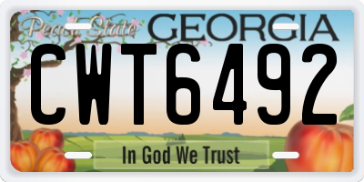 GA license plate CWT6492