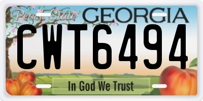 GA license plate CWT6494
