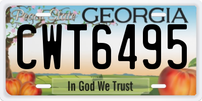 GA license plate CWT6495